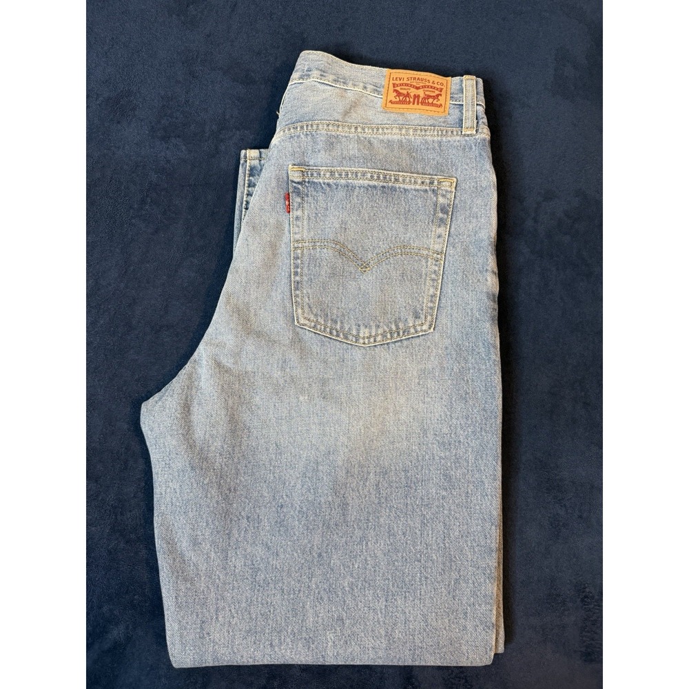 Levi's 94 Baggy Wide Leg Jeans Light Wash Distressed Blue 32x31